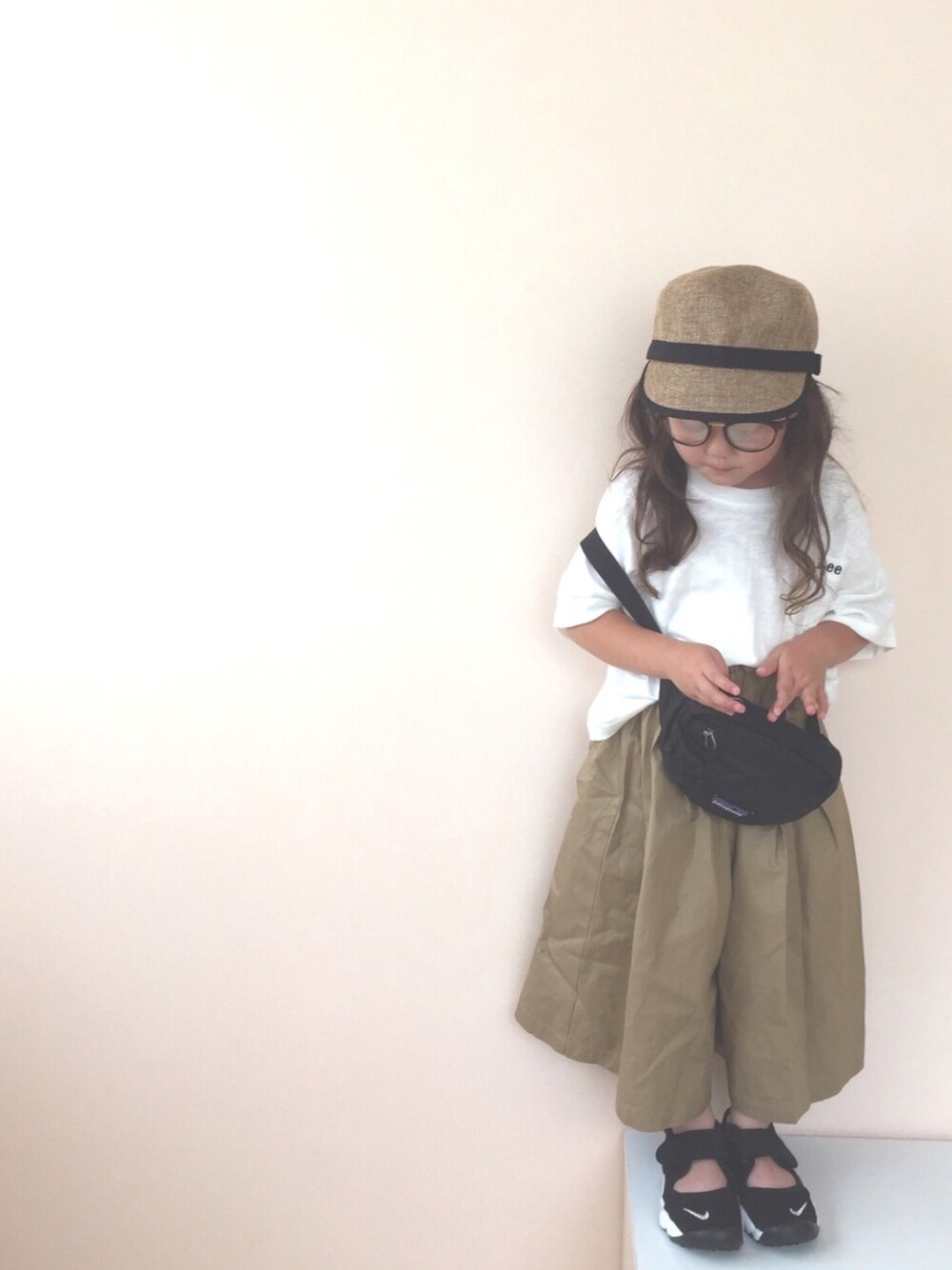 「5歳、キッズファッション、Discoat Parisien、LEE、ナイキ、ロングスカート、チノスカート」｜「green label relaxingのリボンボリュームスカート◆（スカート、ベージュ系）」を使った、nami *さん（キッズ・100cm）の夏コーディネートの1枚目の写真