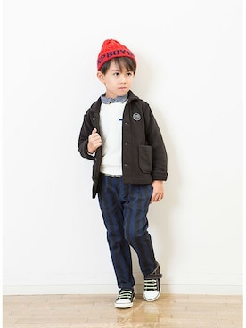「KP BOY（ケーピーボーイ）のアイテム」を使った、KPOfｆicialさん（キッズ・110cm）の秋コーディネート