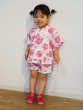 「KP DECO（ケーピーデコ）のアイテム（浴衣）」を使った、KPOfｆicialさん（キッズ・90cm）の春コーディネート
