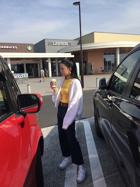 「GAP（ギャップ）のハイライズ ワイドレッグクロップドパンツ（デニムパンツ、ブルー系）」を使った、meyouxxさん（レディース・155cm）の春コーディネート