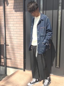 「BLUE BLUE（ブルーブルー）のアイテム（デニムジャケット）」を使った、MaSaさん（メンズ・186cm）の春コーディネート