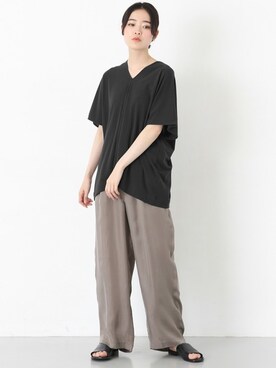 「キュプラパンツ」｜rikoさん（レディース・163cm）の夏コーディネート