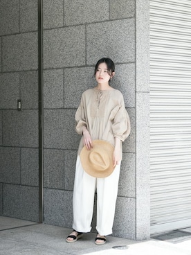 「かぐれ（カグレ）のアイテム（帽子）」を使った、rikoさん（レディース・163cm）の夏コーディネート