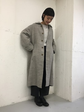 「ボートネック」｜「アイテム（ステンカラーコート）」を使った、rikoさん（レディース・163cm）の秋コーディネート
