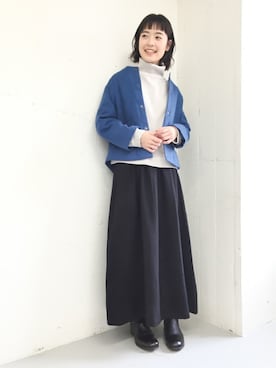 「ハイウエストスカート」｜「アイテム（その他アウター）」を使った、rikoさん（レディース・163cm）の冬コーディネート