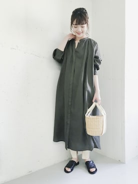 「アイテム（レギンス/スパッツ、ホワイト系）」を使った、rikoさん（レディース・163cm）の春コーディネート