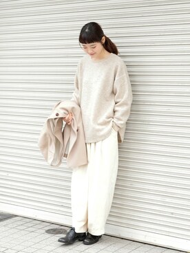 「パイル」｜「アイテム（その他アウター）」を使った、rikoさん（レディース・163cm）の冬コーディネート