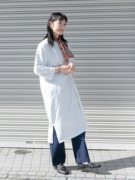 「オフホワイト」｜「アイテム（ローファー）」を使った、rikoさん（レディース・163cm）の冬コーディネート