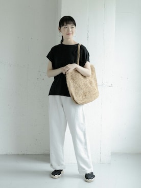 「La Manual Alpargatera（マヌアル・アルパルガテラ）のアイテム」を使った、rikoさん（レディース・163cm）の夏コーディネート