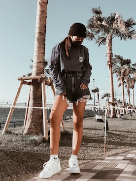 「UNDEFEATED （アンディフィーテッド）のアイテム（Tシャツ/カットソー、パープル系）」を使った、marino🪸🫧さん（レディース・156cm）の秋コーディネート