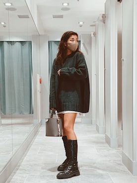 「SLY（スライ）のアイテム（ニット/セーター、グレー系）」を使った、marino🪸🫧さん（レディース・156cm）の冬コーディネート