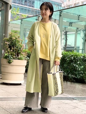 「OUTERSUNSET（アウターサンセット）のアイテム」を使った、米島 香織さん（レディース・162cm）の春コーディネート