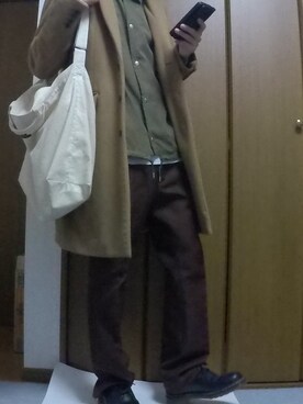 「NANO universe（ナノユニバース）のアイテム（チェスターコート）」を使った、まっちー☻さん（メンズ・168cm）の冬コーディネート