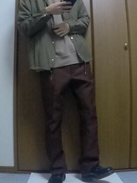 「部屋撮り」｜「アイテム（スウェット）」を使った、まっちー☻さん（メンズ・168cm）の春コーディネート