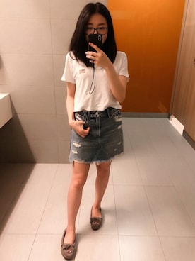 「Abercrombie&Fitch（アバークロンビーアンドフィッチ）のアイテム（スカート）」を使った、𝐃𝐞𝐛𝐛𝐲🎀さん（レディース・154cm）の春コーディネート