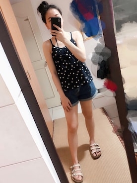 「Abercrombie&Fitch（アバークロンビーアンドフィッチ）のアイテム（キャミソール）」を使った、𝐃𝐞𝐛𝐛𝐲🎀さん（レディース・154cm）の夏コーディネート