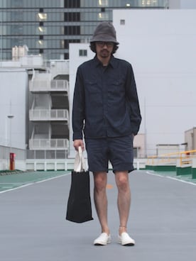 「ドミンゴ」｜「アイテム（スリッポン）」を使った、Domingo officeさん（メンズ・179cm）の夏コーディネート