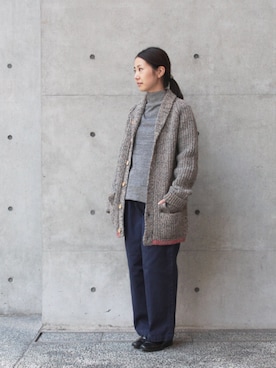 「カウチンセーター」｜「アイテム（パンツ）」を使った、Domingo officeさん（レディース・157cm）の冬コーディネート