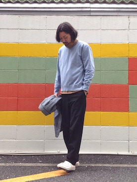「OMNIGOD（オムニゴッド）のアイテム（スウェット）」を使った、Domingo officeさん（メンズ・179cm）の冬コーディネート