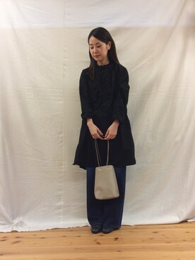 「OMNIGOD（オムニゴッド）のアイテム（チュニック）」を使った、Domingo officeさん（レディース・157cm）の秋コーディネート