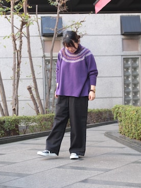 「OMNIGOD（オムニゴッド）のアイテム（パンツ）」を使った、Domingo officeさん（レディース・154cm）の秋コーディネート