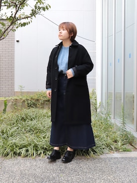 「OMNIGOD（オムニゴッド）のアイテム（ステンカラーコート）」を使った、Domingo officeさん（レディース・154cm）の秋コーディネート
