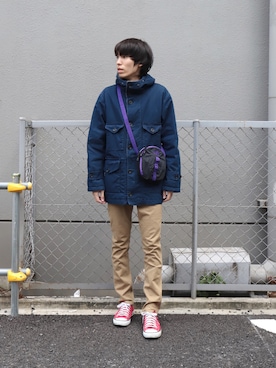「OMNIGOD（オムニゴッド）のアイテム（ミリタリージャケット）」を使った、Domingo officeさん（メンズ・176cm）の秋コーディネート