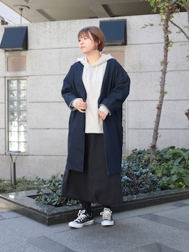 「ドミンゴ」｜「アイテム（ノーカラージャケット）」を使った、Domingo officeさん（レディース・154cm）の冬コーディネート