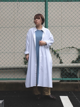 「OMNIGOD（オムニゴッド）のアイテム（シャツワンピース）」を使った、Domingo officeさん（レディース・154cm）の春コーディネート