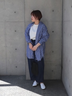「ドミンゴ」｜「アイテム（シャツワンピース）」を使った、Domingo officeさん（レディース・154cm）の春コーディネート