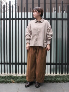 「ドミンゴ」｜「アイテム（シャツワンピース）」を使った、Domingo officeさん（レディース・154cm）の秋コーディネート