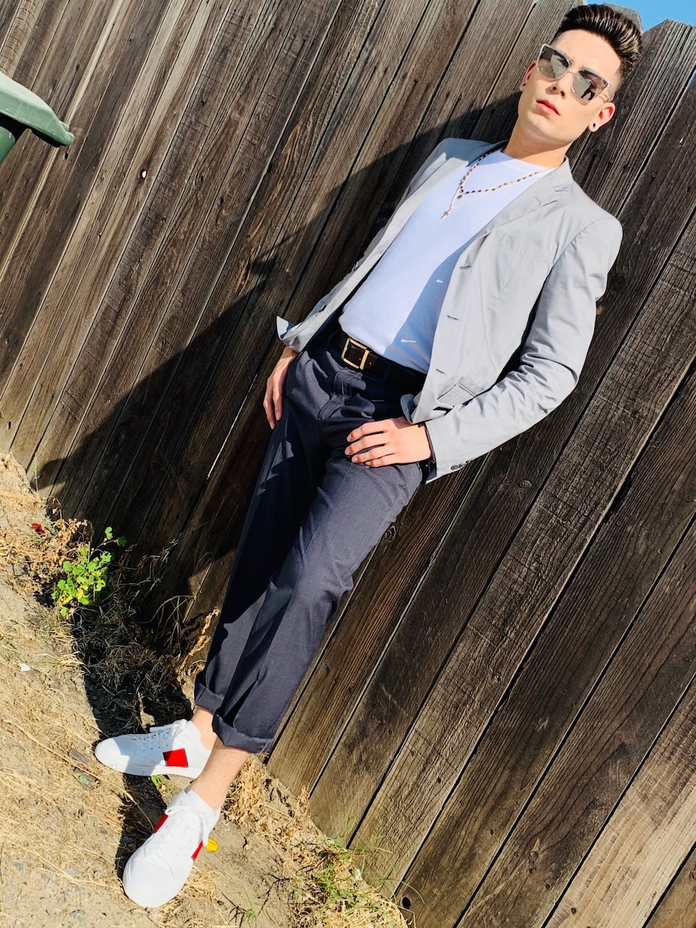 「summer、VINTAGE、90’s、boy、birthday、classic、menswear、MEN’S」｜「ALDOのアイテム（ベルト、ブラウン系）」を使った、Shadez Marcé ☑️さん（メンズ・180cm）の夏コーディネートの1枚目の写真