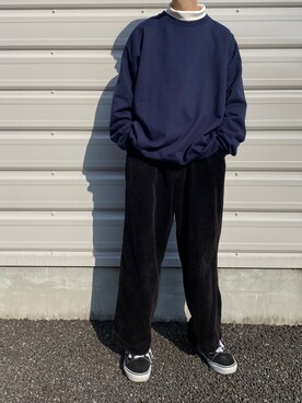 「markaware（マーカウェア）のアイテム（スウェット）」を使った、たかゆきさん（メンズ・170cm）の冬コーディネート