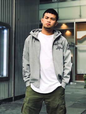 「ジップパーカ」｜Asai.Hirotoさん（メンズ・178cm）の夏コーディネート