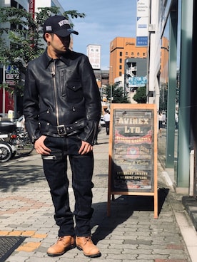 「AVIREX（アヴィレックス）のアイテム（キャップ）」を使った、Asai.Hirotoさん（メンズ・177cm）の秋コーディネート