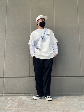 「AVIREX（アヴィレックス）の【直営店限定】エアフォース ベースキャップ/AIR FORCE BACES CAP（キャップ）」を使った、Asai.Hirotoさん（メンズ・177cm）の春コーディネート