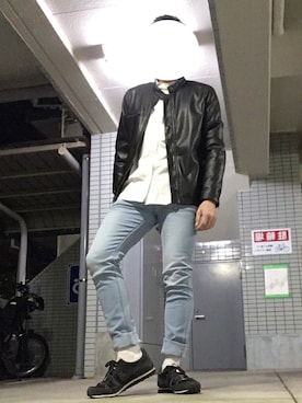 「爽やかコーデ」｜「アイテム（ライダースジャケット）」を使った、わたごんさん（メンズ・161cm）の春コーディネート
