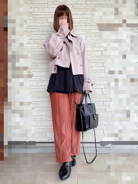 「ティアードブラウス」｜「アイテム（トレンチコート）」を使った、りょんちゃん☆さん（レディース・157cm）の春コーディネート