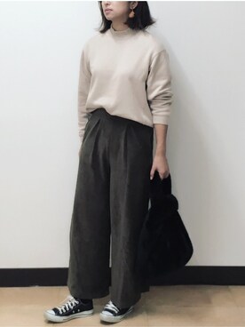 「UNIQLOU」｜「アイテム（アクセサリー）」を使った、tknkさん（レディース・162cm）の秋コーディネート