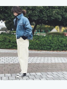 「MEDE19F（メデジュウキュウ）のアイテム（デニムジャケット）」を使った、tknkさん（レディース・162cm）の冬コーディネート