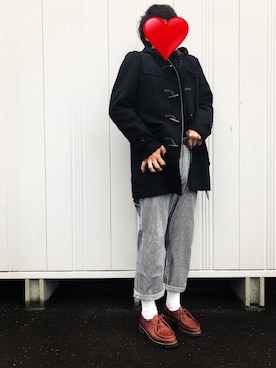 「パラブーツ」｜「アイテム（ダッフルコート）」を使った、kotaro tsunekawaさん（メンズ・179cm）の秋コーディネート