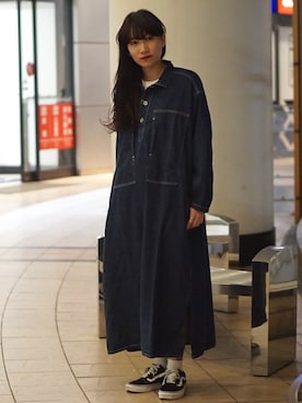 「orslow」｜「アイテム（ワンピース/ドレス）」を使った、ARAI SATOMIさん（レディース・163cm）の冬コーディネート