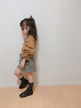 「袖ボリューム」｜「アイテム（レッグウェア）」を使った、naaaさん（キッズ・110cm）の秋コーディネート