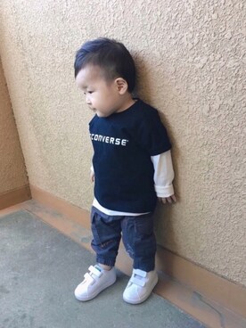 「POPCORN（ポップコーン）のアイテム」を使った、naaaさん（キッズ・70cm）の春コーディネート