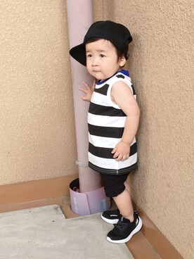 「F.O.KIDS（エフオーキッズ）のアイテム（タンクトップ）」を使った、naaaさん（キッズ・74cm）の夏コーディネート