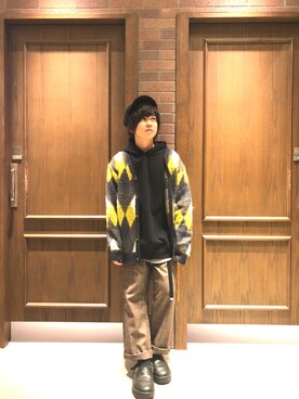 「RAGEBLUE（レイジブルー）のアイテム（キャスケット）」を使った、原田 RAGEBLUEさん（メンズ・161cm）の秋コーディネート