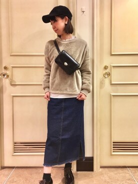 「Te chichi TERRASSE（テチチテラス）のアイテム（キャップ）」を使った、megさん（レディース・159cm）の冬コーディネート