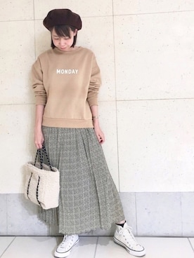 「Te chichi（テチチ）のアイテム（ハンチング/ベレー帽）」を使った、megさん（レディース・159cm）の秋コーディネート