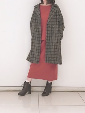「Te chichi（テチチ）のアイテム（チェスターコート）」を使った、megさん（レディース・159cm）の冬コーディネート