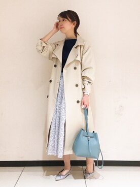 「Te chichi（テチチ）のアイテム（トレンチコート）」を使った、megさん（レディース・159cm）の春コーディネート